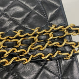 【6ib1289】シャネル ショルダーバッグ マトラッセ Wフラップ Wチェーン ラムスキン ブラック ゴールド金具【中古】レディース