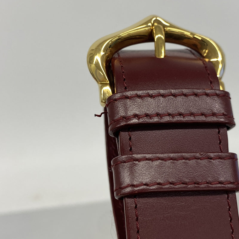 【6ib1290】カルティエ ショルダーバッグ マスト レザー ボルドー ゴールド金具【中古】レディース