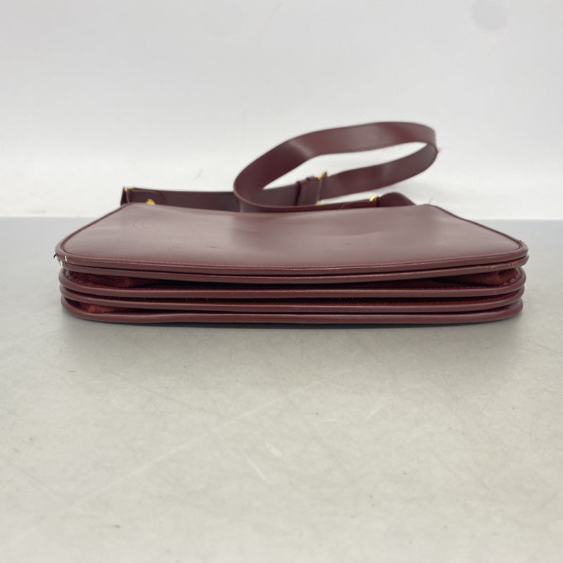 【6ib1290】カルティエ ショルダーバッグ マスト レザー ボルドー ゴールド金具【中古】レディース