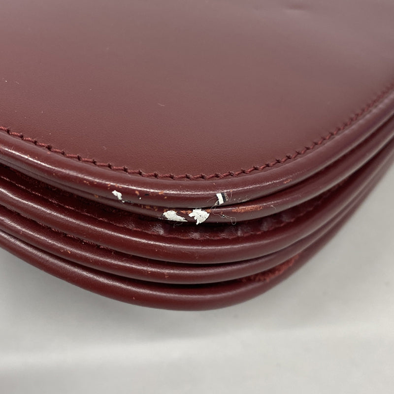 【6ib1290】カルティエ ショルダーバッグ マスト レザー ボルドー ゴールド金具【中古】レディース