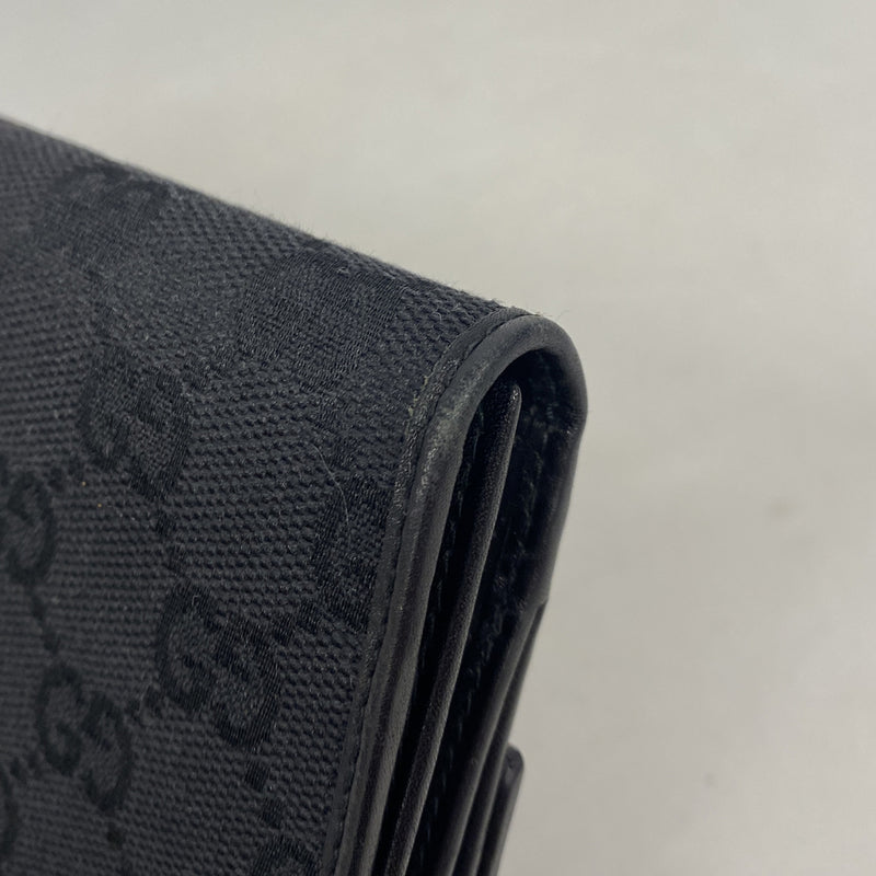 【6ib1298】グッチ 長財布 GGキャンバス 101602 キャンバス ブラック シルバー金具【中古】レディース