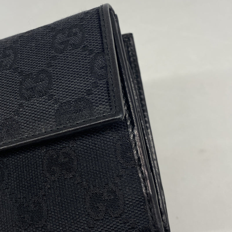 【6ib1298】グッチ 長財布 GGキャンバス 101602 キャンバス ブラック シルバー金具【中古】レディース