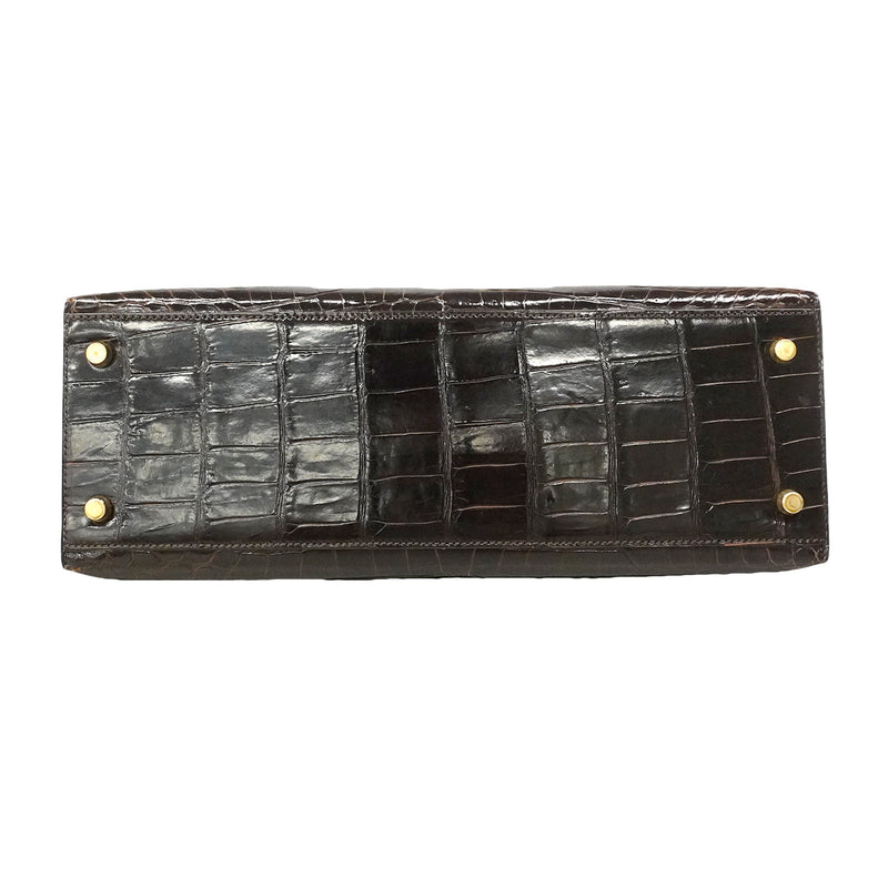 【6ib1300-g】エルメス ハンドバッグ ケリー32 ニロティカス ダークブラウン ゴールド金具 ○V刻印 2wayバッグ【中古】レディース