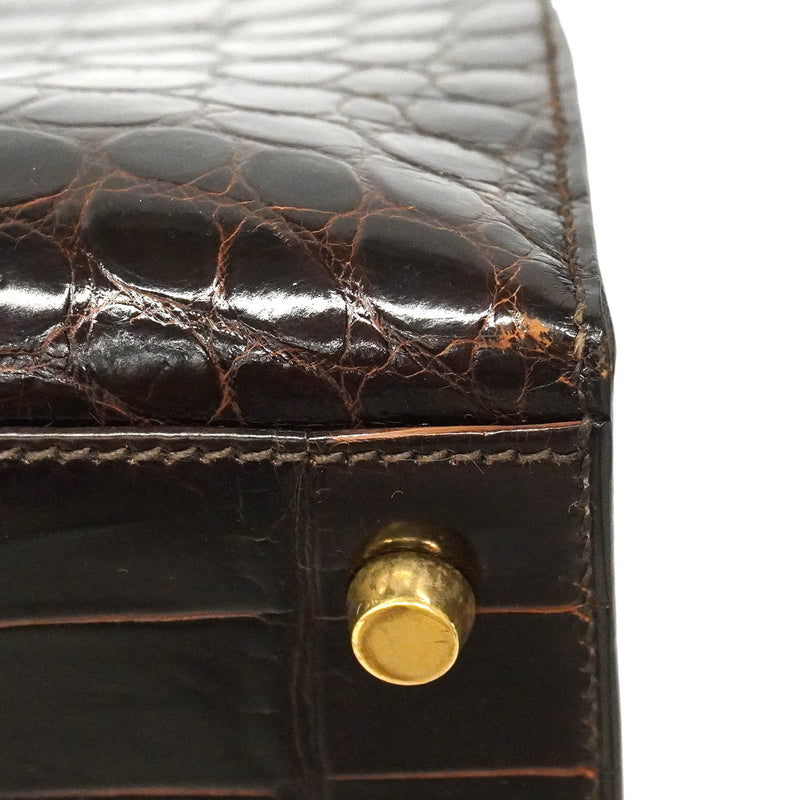 【6ib1300-g】エルメス ハンドバッグ ケリー32 ニロティカス ダークブラウン ゴールド金具 ○V刻印 2wayバッグ【中古】レディース
