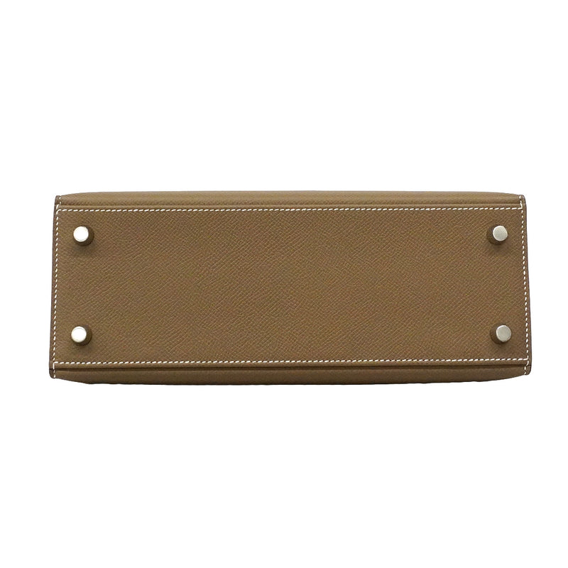 【6ib1301-g】エルメス ハンドバッグ ケリー25 ヴォーエプソン エトゥープ シルバー金具 G刻印 2wayバッグ【中古】レディース