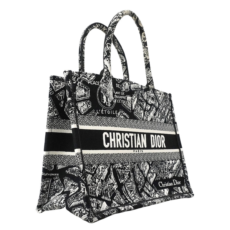 【6ib1307】クリスチャンディオール トートバッグ ブックトート キャンバス ブラック【中古】レディース
