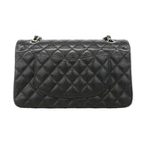 【6ib1309-h】シャネル ショルダーバッグ マトラッセ Wフラップ Wチェーン キャビアスキン ブラック シルバー金具【中古】レディース