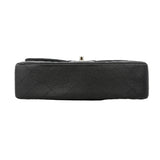 【6ib1309-h】シャネル ショルダーバッグ マトラッセ Wフラップ Wチェーン キャビアスキン ブラック シルバー金具【中古】レディース