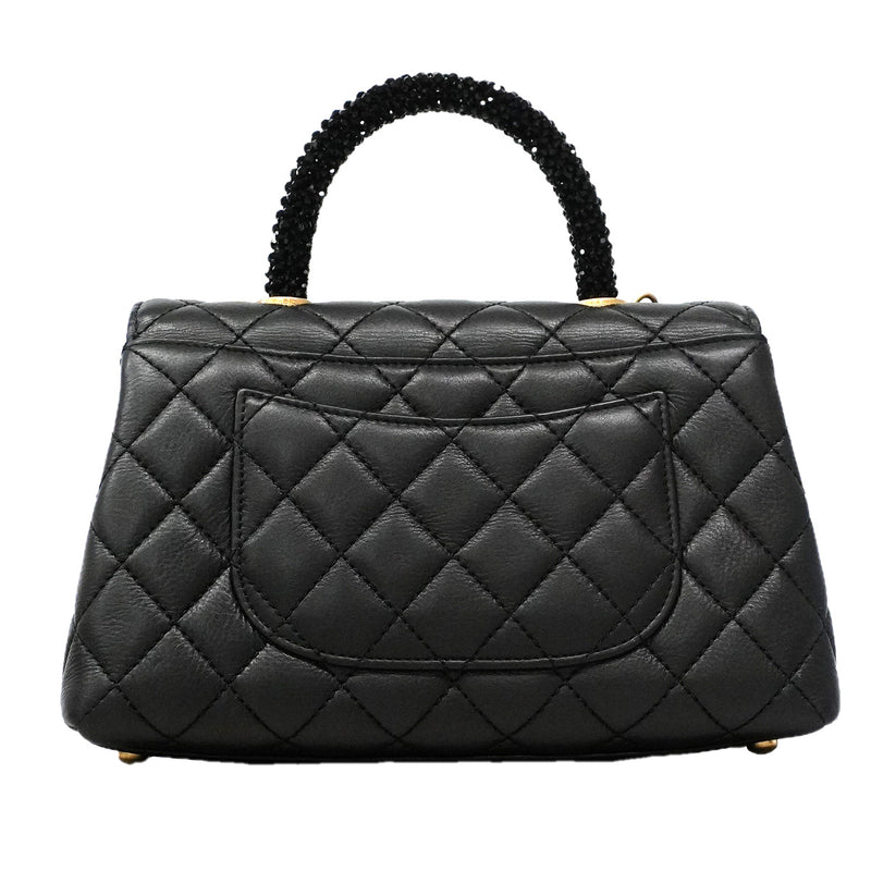 【6ib1311】シャネル ハンドバッグ チェーンショルダー ココハンドル ラムスキン ブラック ゴールド金具 2wayバッグ【中古】レディース