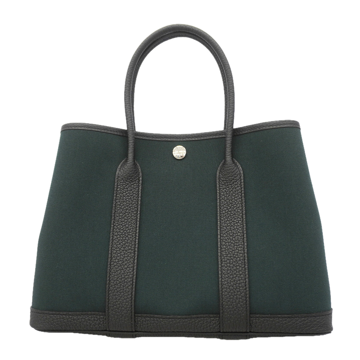 【6ib1314】エルメス トートバッグ ガーデンパーティTPM トワルオフィシエ ネゴンダ ブラック カーキ シルバー金具 G刻印【中古】レディース
