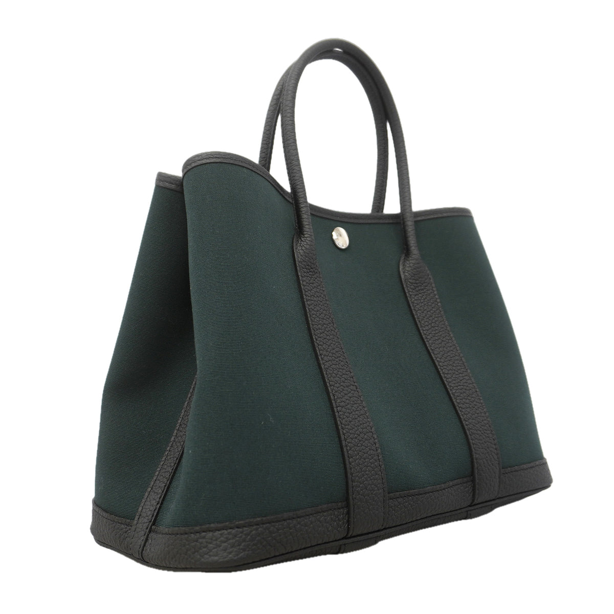 【6ib1314】エルメス トートバッグ ガーデンパーティTPM トワルオフィシエ ネゴンダ ブラック カーキ シルバー金具 G刻印【中古】レディース