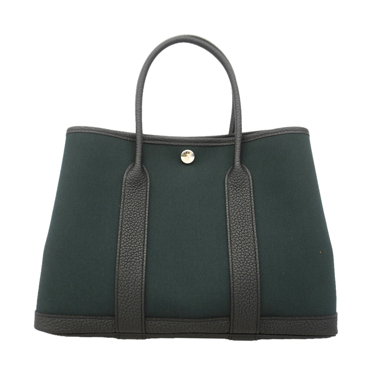 【6ib1314】エルメス トートバッグ ガーデンパーティTPM トワルオフィシエ ネゴンダ ブラック カーキ シルバー金具 G刻印【中古】レディース