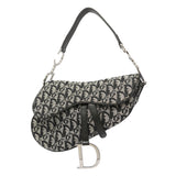 【6ib1316】クリスチャンディオール ショルダーバッグ トロッター サドル キャンバス ブラック シルバー金具【中古】レディース