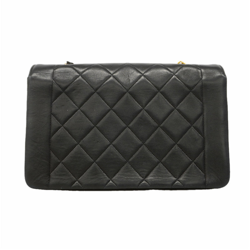 【6ib1317】シャネル ショルダーバッグ ダイアナ チェーンショルダー ラムスキン ブラック ゴールド金具【中古】レディース