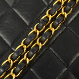 【6ib1317】シャネル ショルダーバッグ ダイアナ チェーンショルダー ラムスキン ブラック ゴールド金具【中古】レディース