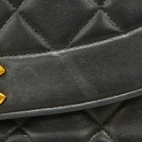 【6ib1317】シャネル ショルダーバッグ ダイアナ チェーンショルダー ラムスキン ブラック ゴールド金具【中古】レディース