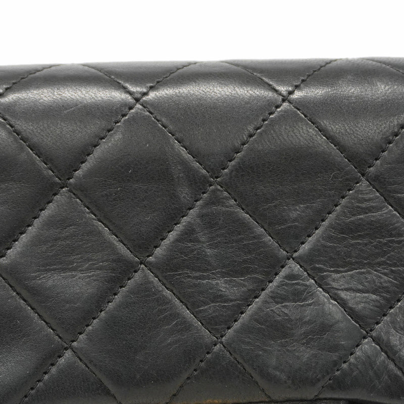 【6ib1318】シャネル ショルダーバッグ マトラッセ Wフラップ Wチェーン ラムスキン ブラック ゴールド金具【中古】レディース