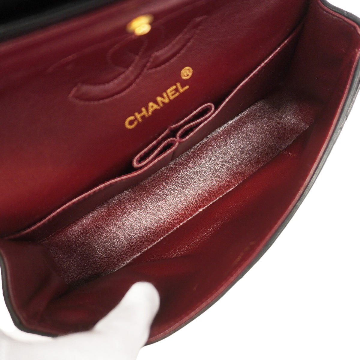 【6ib1318】シャネル ショルダーバッグ マトラッセ Wフラップ Wチェーン ラムスキン ブラック ゴールド金具【中古】レディース