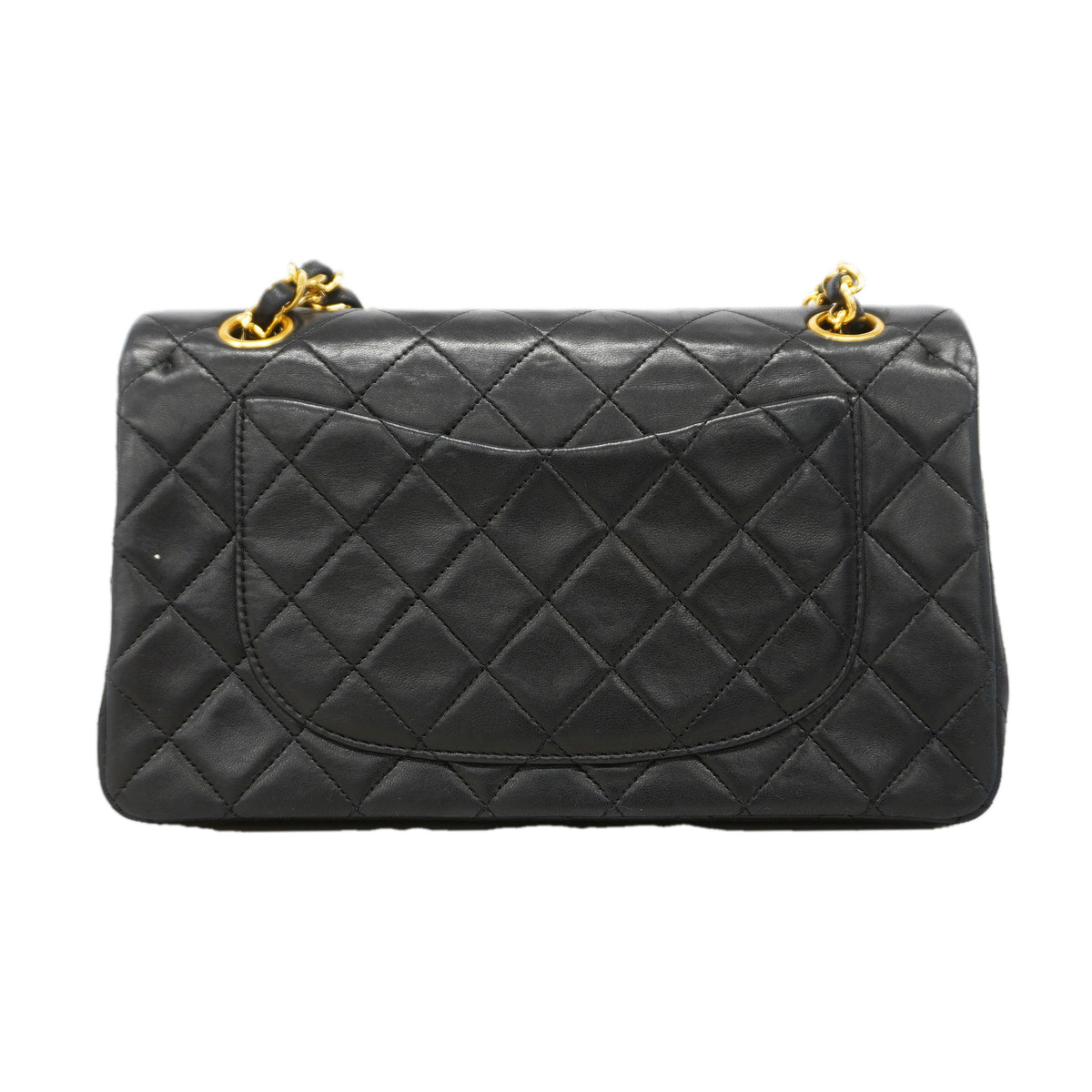 【6ib1318】シャネル ショルダーバッグ マトラッセ Wフラップ Wチェーン ラムスキン ブラック ゴールド金具【中古】レディース