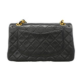 【6ib1318】シャネル ショルダーバッグ マトラッセ Wフラップ Wチェーン ラムスキン ブラック ゴールド金具【中古】レディース
