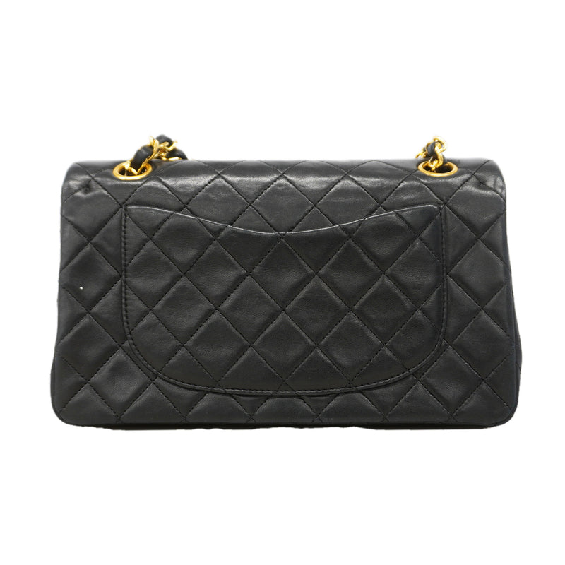 【6ib1318】シャネル ショルダーバッグ マトラッセ Wフラップ Wチェーン ラムスキン ブラック ゴールド金具【中古】レディース