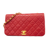 【6ib1319】シャネル ショルダーバッグ マトラッセ チェーンショルダー ラムスキン レッド ゴールド金具【中古】レディース