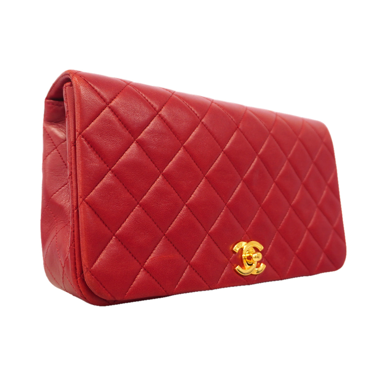 【6ib1319】シャネル ショルダーバッグ マトラッセ チェーンショルダー ラムスキン レッド ゴールド金具【中古】レディース