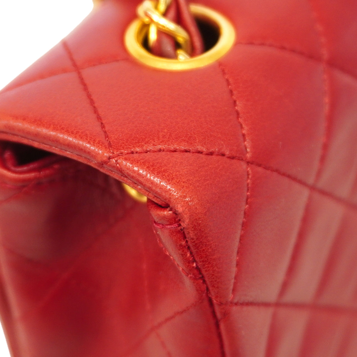 【6ib1319】シャネル ショルダーバッグ マトラッセ チェーンショルダー ラムスキン レッド ゴールド金具【中古】レディース