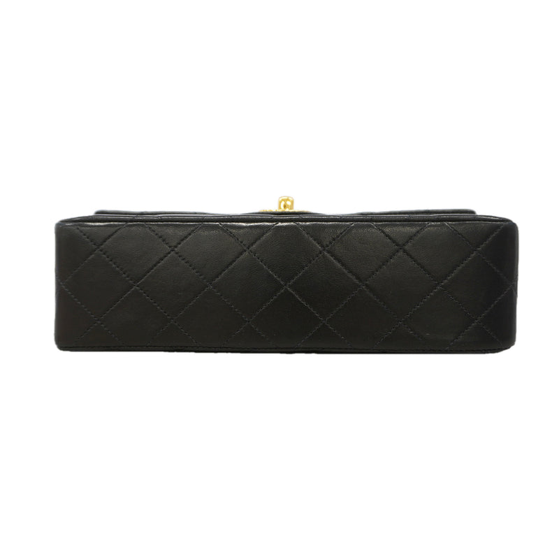 【6ib1320】シャネル ショルダーバッグ マトラッセ Wフラップ Wチェーン ラムスキン ブラック ゴールド金具【中古】レディース