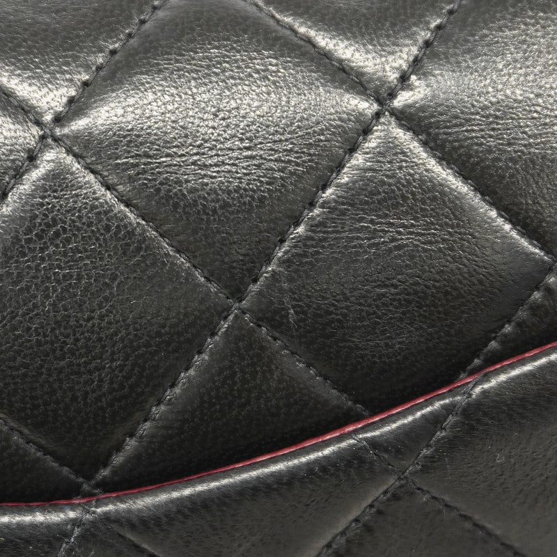 【6ib1320】シャネル ショルダーバッグ マトラッセ Wフラップ Wチェーン ラムスキン ブラック ゴールド金具【中古】レディース