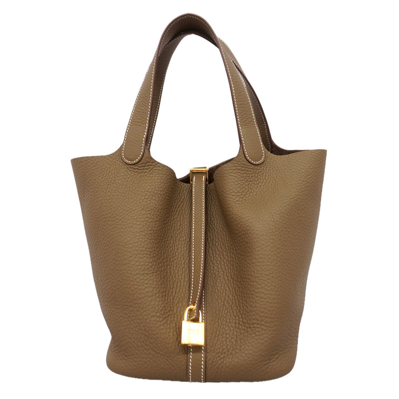 【6ib1321】エルメス ハンドバッグ ピコタンロックMM トリヨンクレマンス エトゥープ ゴールド金具 W刻印【中古】レディース