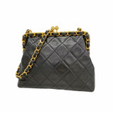 【6ib1325】シャネル ハンドバッグ マトラッセ ラムスキン ブラック ゴールド金具【中古】レディース