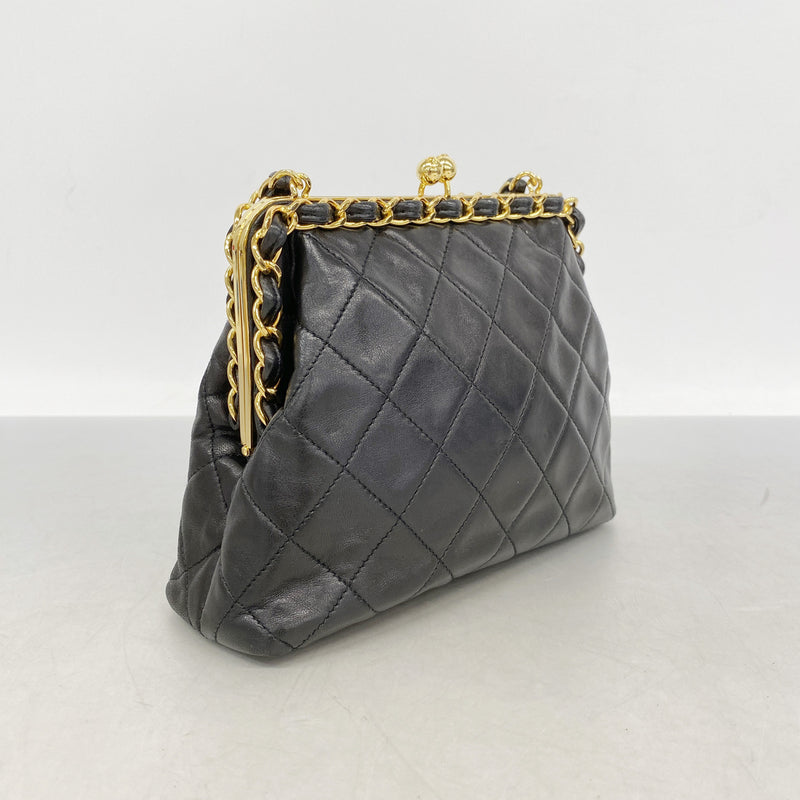 【6ib1325】シャネル ハンドバッグ マトラッセ ラムスキン ブラック ゴールド金具【中古】レディース