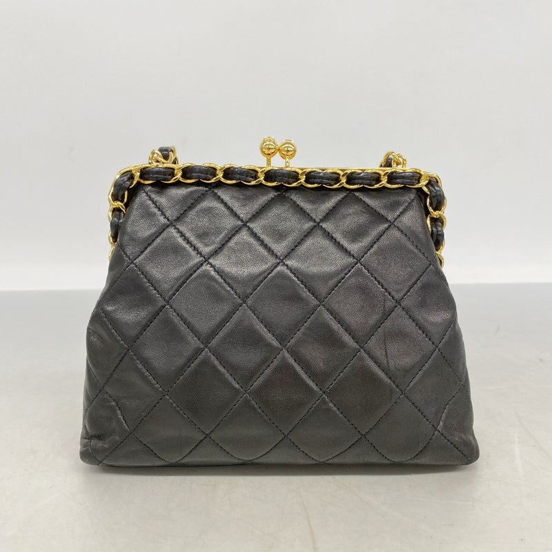【6ib1325】シャネル ハンドバッグ マトラッセ ラムスキン ブラック ゴールド金具【中古】レディース