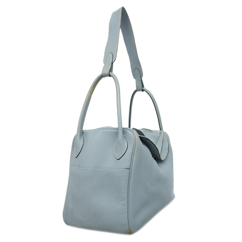 【6ib1336】エルメス ハンドバッグ リンディ34 トリヨンクレマンス ブルーペール シルバー金具 □Q刻印 2wayバッグ【中古】レディース