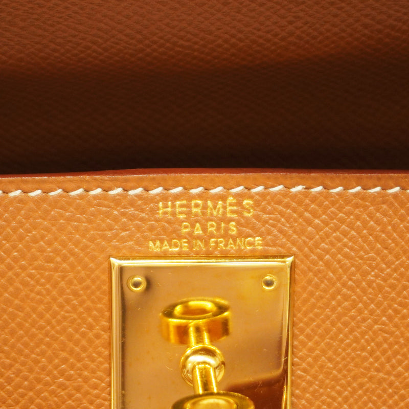 【6ib1337】エルメス ハンドバッグ ケリー28 クシュベル ゴールド ゴールド金具 □A刻印 2wayバッグ【中古】レディース