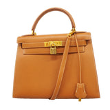 【6ib1337】エルメス ハンドバッグ ケリー28 クシュベル ゴールド ゴールド金具 □A刻印 2wayバッグ【中古】レディース