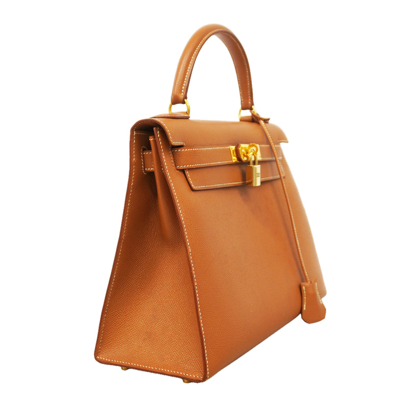 【6ib1337】エルメス ハンドバッグ ケリー28 クシュベル ゴールド ゴールド金具 □A刻印 2wayバッグ【中古】レディース