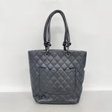 【6ib1339】シャネル トートバッグ カンボン ラムスキン ブラック シルバー金具【中古】レディース