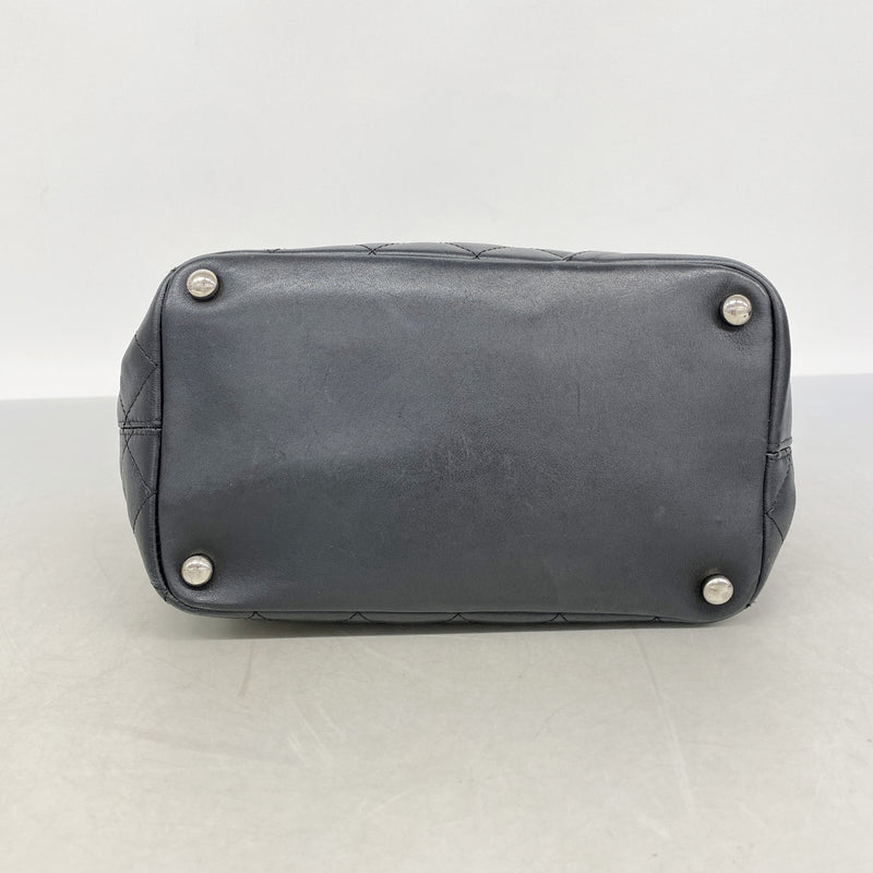 【6ib1339】シャネル トートバッグ カンボン ラムスキン ブラック シルバー金具【中古】レディース