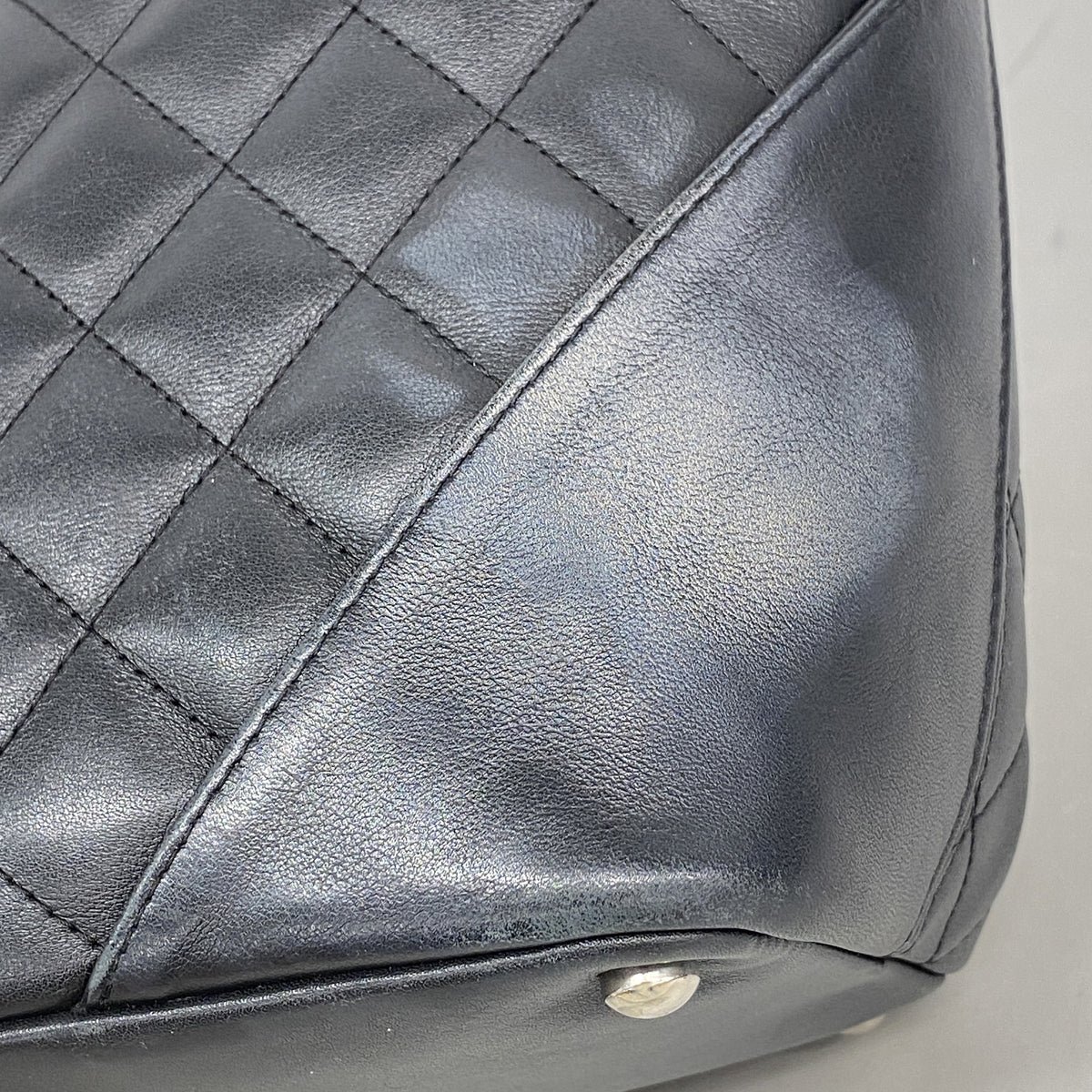 【6ib1339】シャネル トートバッグ カンボン ラムスキン ブラック シルバー金具【中古】レディース