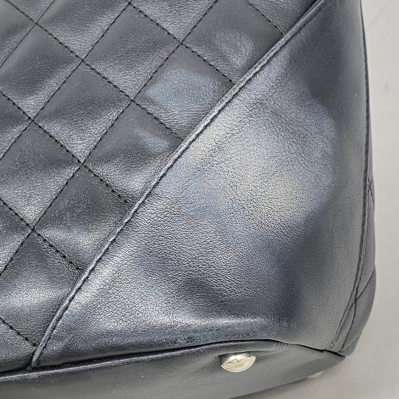 【6ib1339】シャネル トートバッグ カンボン ラムスキン ブラック シルバー金具【中古】レディース