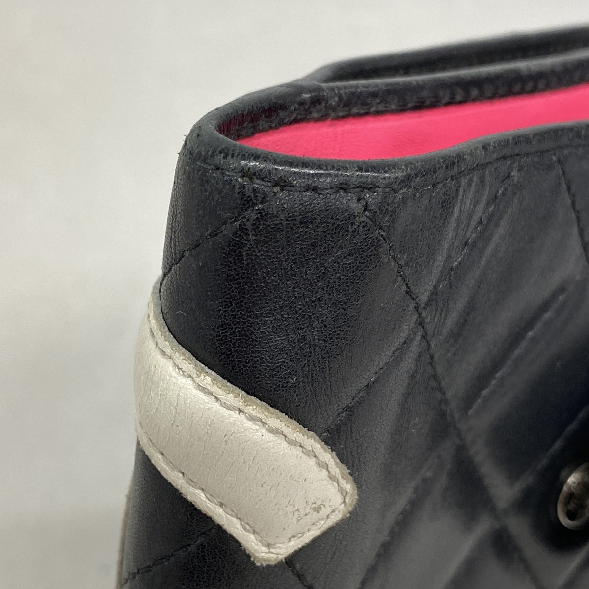 【6ib1357】シャネル 財布 カンボン ラムスキン ブラック シルバー金具【中古】レディース