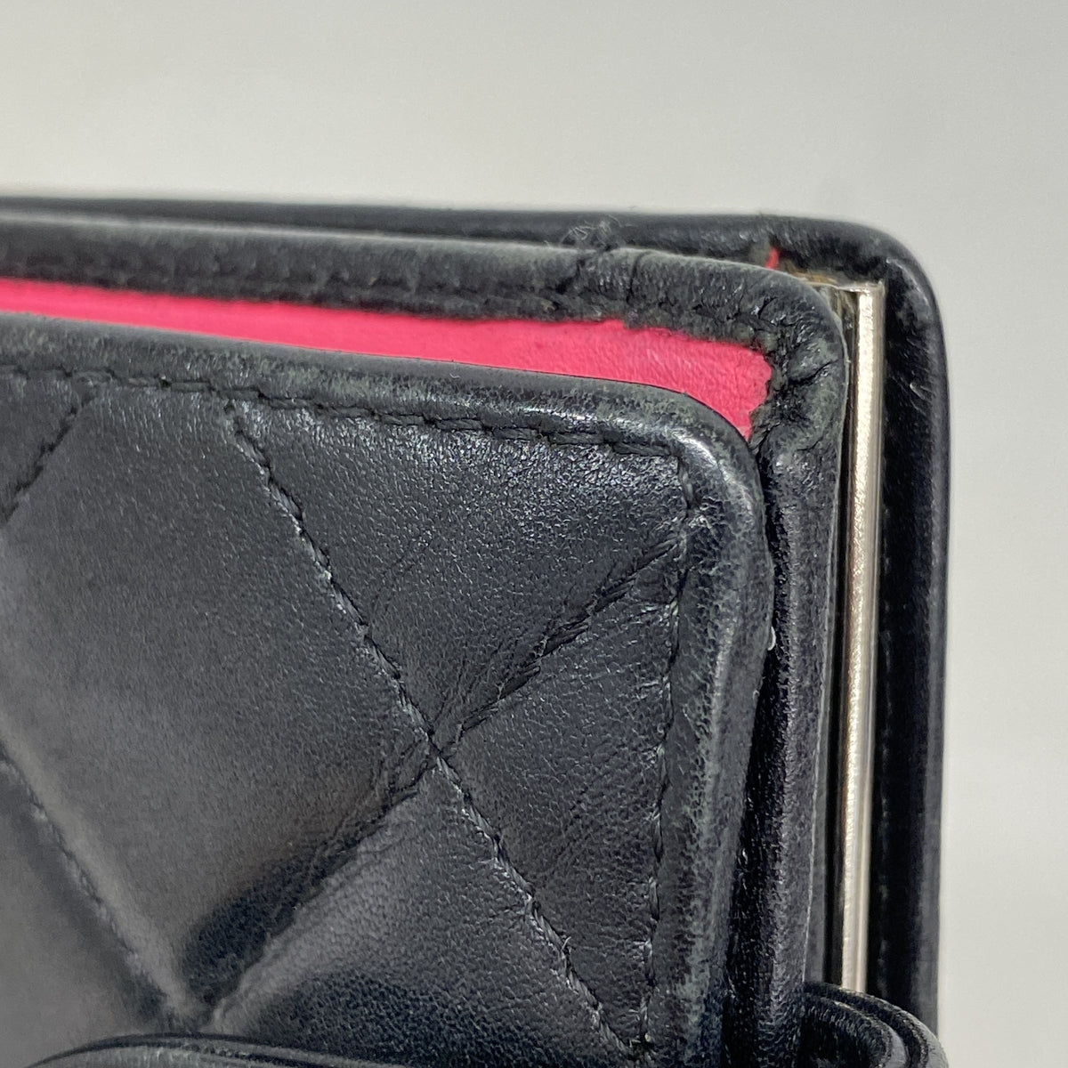 【6ib1357】シャネル 財布 カンボン ラムスキン ブラック シルバー金具【中古】レディース