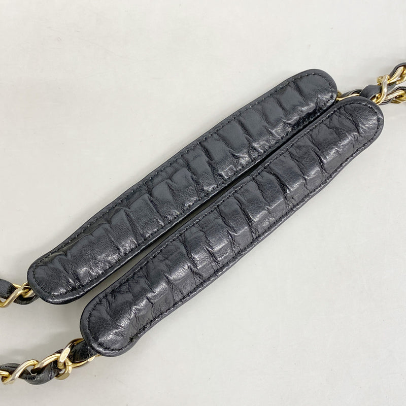 【6ib1366】シャネル チェーントート マトラッセ ラムスキン ブラック ゴールド金具【中古】レディース