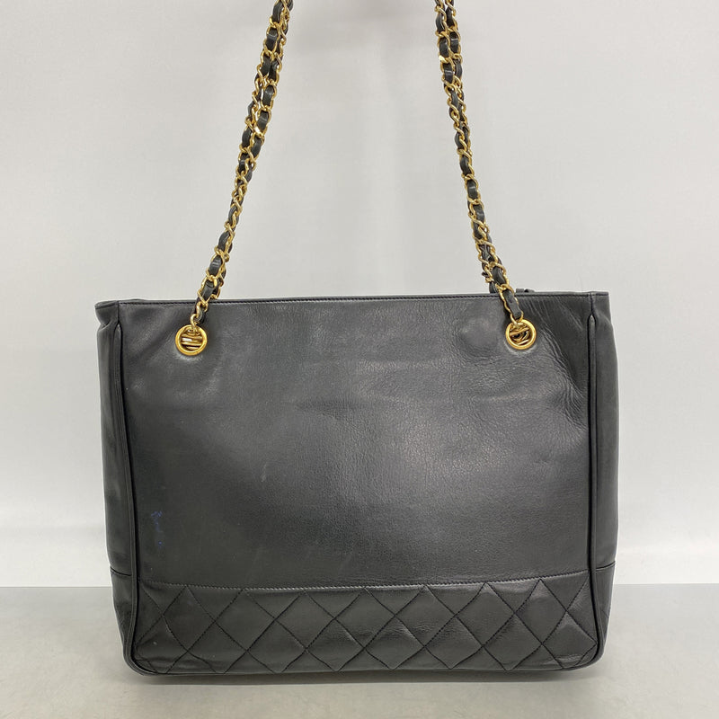 【6ib1366】シャネル チェーントート マトラッセ ラムスキン ブラック ゴールド金具【中古】レディース
