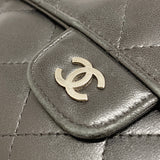 【6ib1396】シャネル 三つ折り長財布 マトラッセ ラムスキン ブラック シルバー金具【中古】レディース