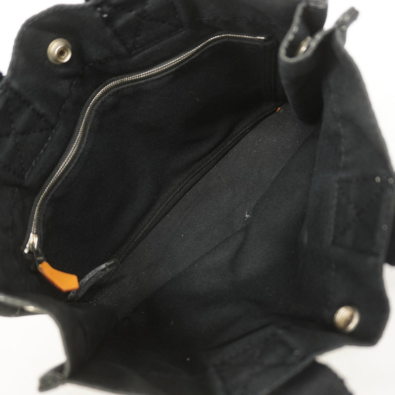 【6ib1407】エルメス ハンドバッグ ドーヴィルPM キャンバス ブラック シルバー金具【中古】レディース