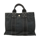 【6ib1407】エルメス ハンドバッグ ドーヴィルPM キャンバス ブラック シルバー金具【中古】レディース