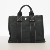 【6ib1407】エルメス ハンドバッグ ドーヴィルPM キャンバス ブラック シルバー金具【中古】レディース